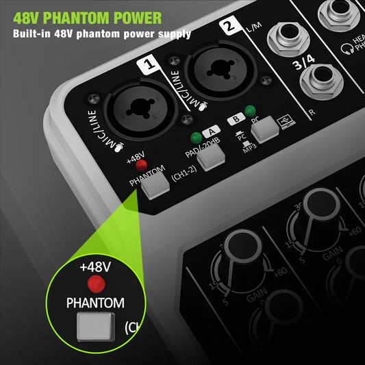 4 Channel Audio Mixer Bluetooth Recording Kit