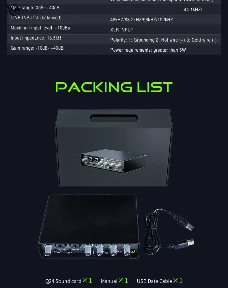 USB Audio Interface Mixer 2 Channel Recording