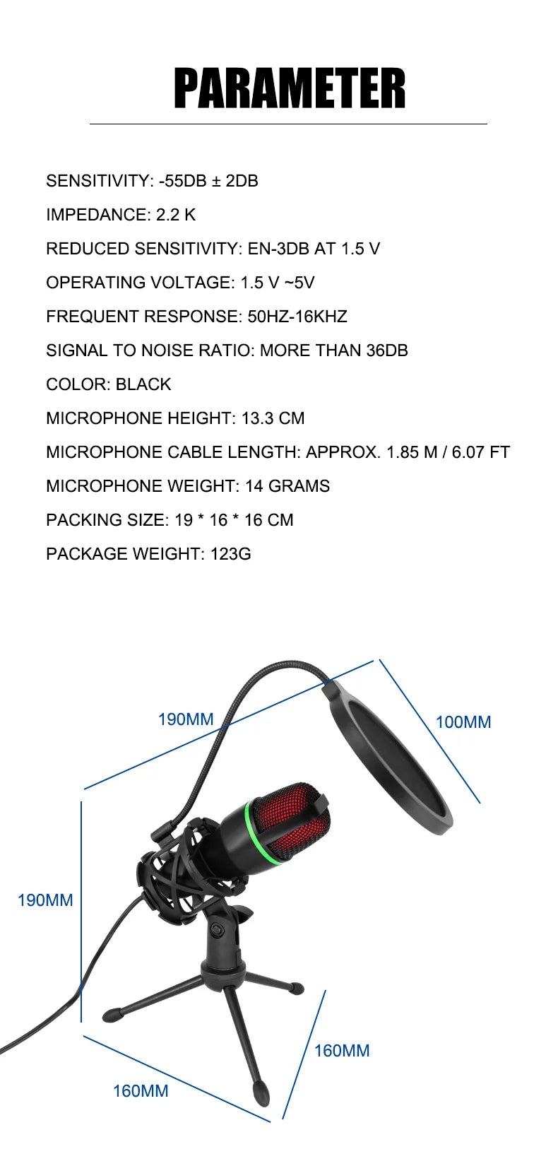 USB Condenser Microphone Tabletop Streaming Mic