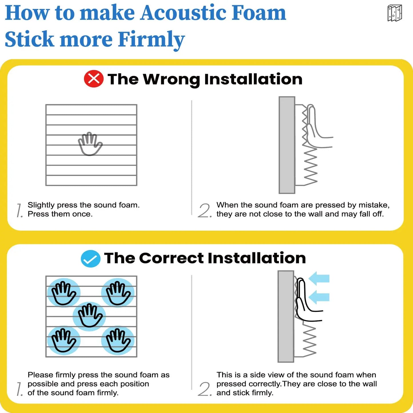 Self-Adhesive Acoustic Foam Panels 12 Pack
