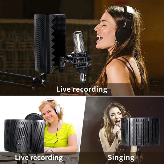 Foldable Microphone Isolation Shield Triple Layer