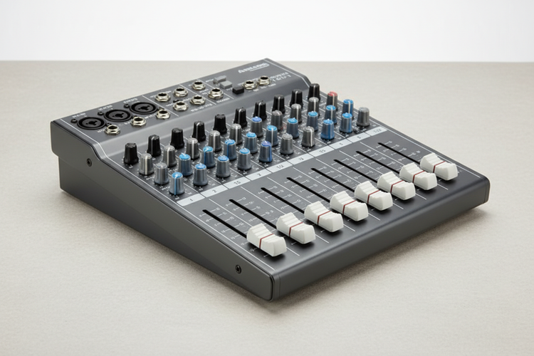 Small desktop audio mixers