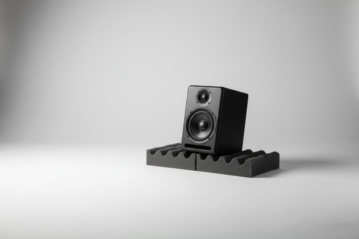 Studio monitor stands and isolation pads