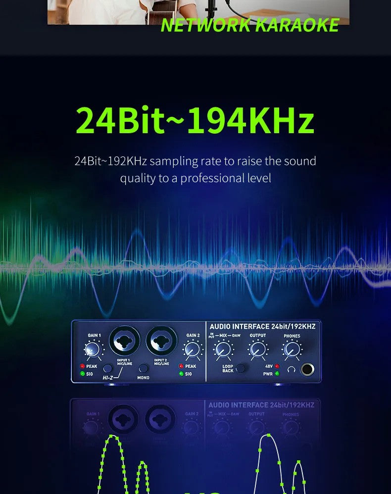 USB Audio Interface Mixer 2 Channel Recording
