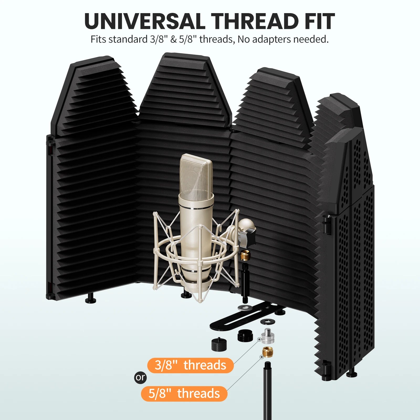 Microphone Isolation Shield Foldable Studio Pop Filter
