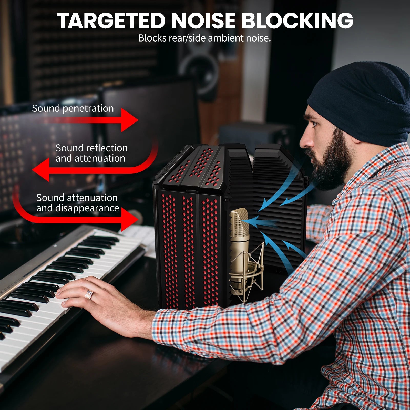 Microphone Isolation Shield Foldable Studio Pop Filter
