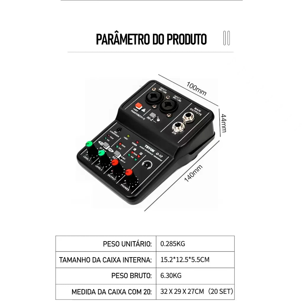 Professional Portable USB Audio Interface Mixer