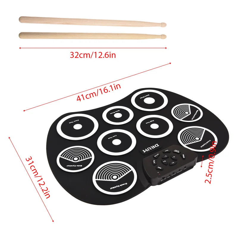 Portable Electronic Drum Set 9 Pad MIDI Kit