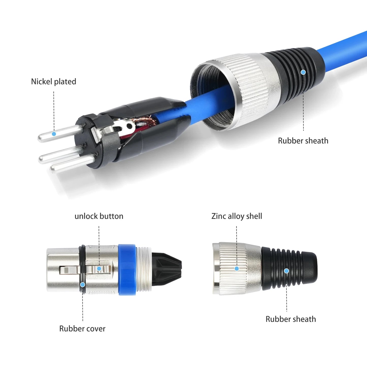 XLR Microphone Extension Cable 3-Pin Balanced