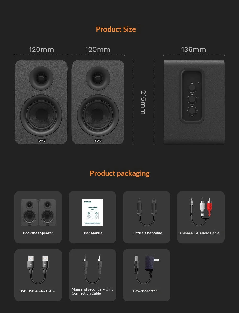 Bookshelf HiFi Monitor Speakers 3 Inch Pair