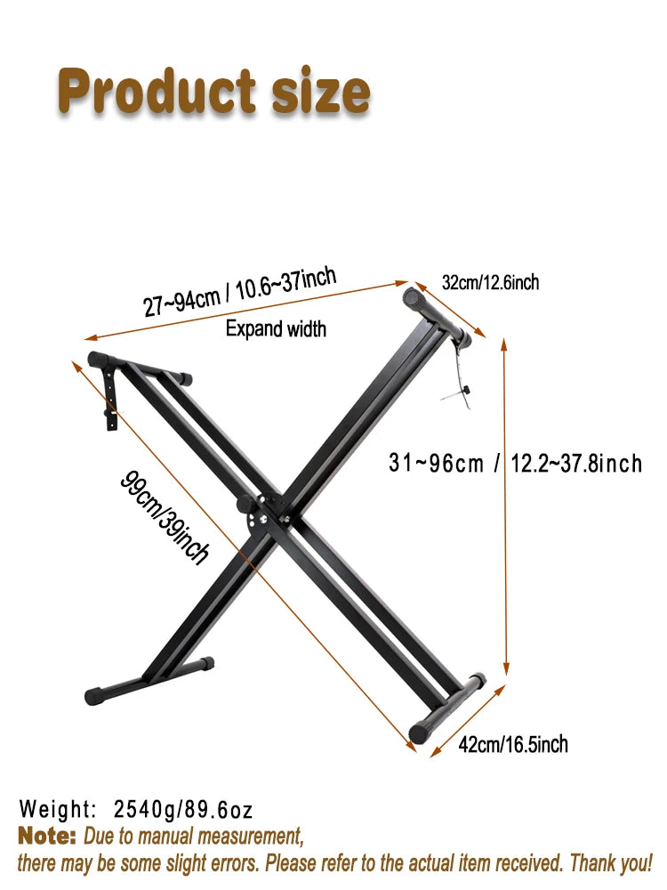 Adjustable Double X Keyboard Stand with Locking Straps