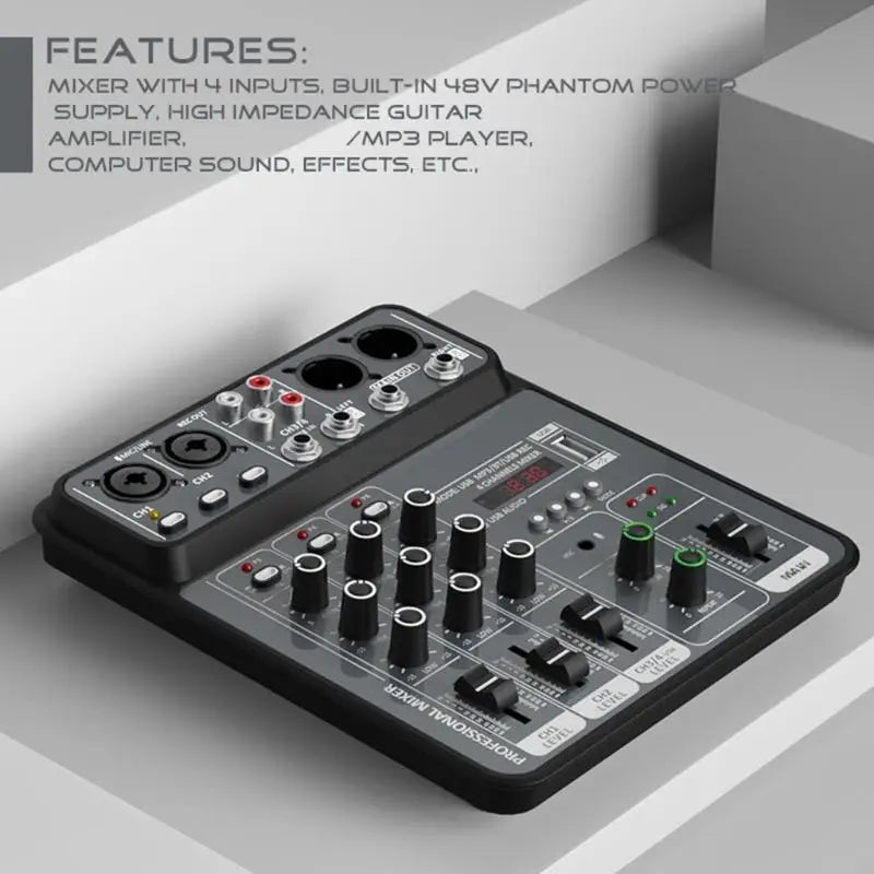 4 Channel USB Mixing Console Recording Mixer