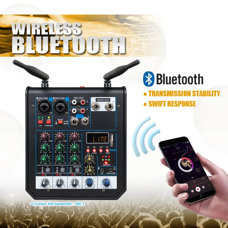 4 Channel Bluetooth Mixer UHF Wireless System