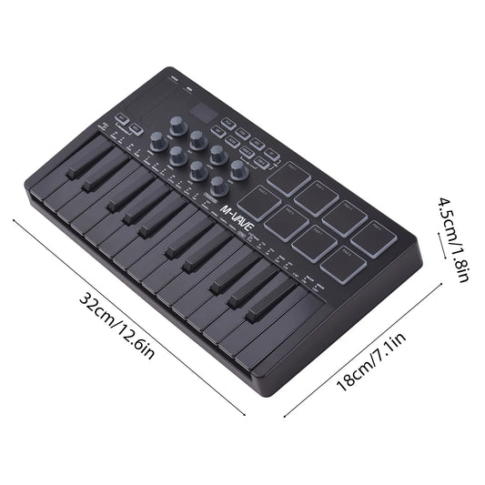 25-Key Wireless MIDI Keyboard Controller