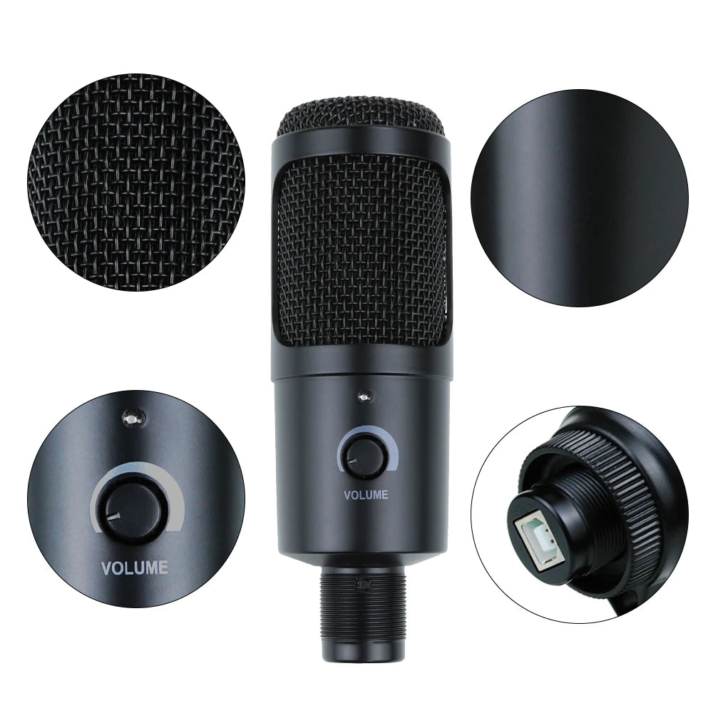 USB Condenser Microphone with Desktop Stand