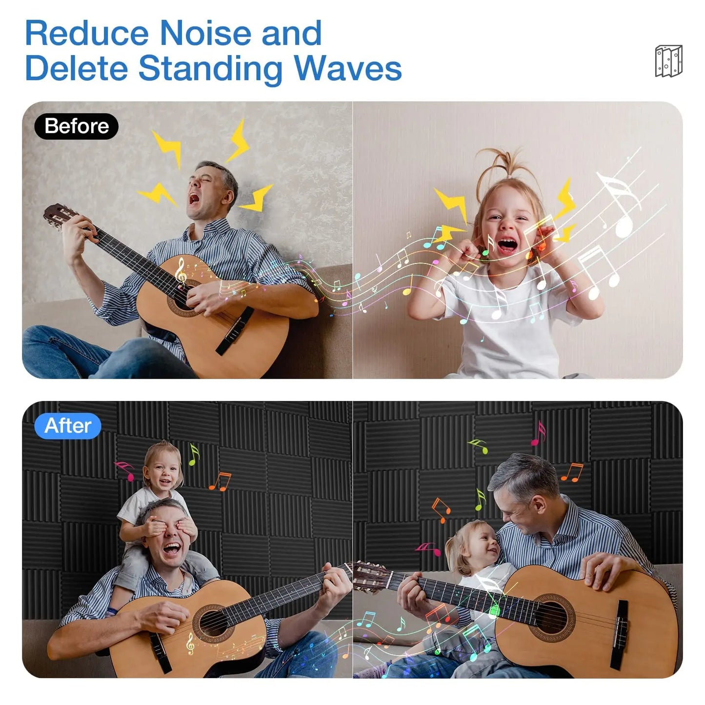 Self-Adhesive Acoustic Foam Panels 12 Pack