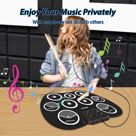 Portable Electronic Drum Set 9 Pad MIDI Kit