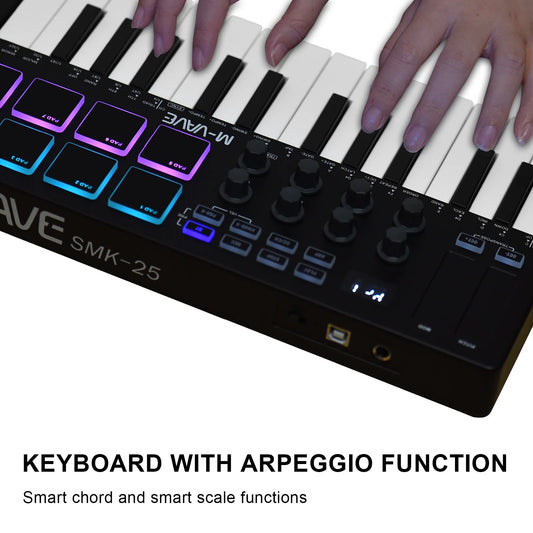 Mini 25-Key Wireless MIDI Controller