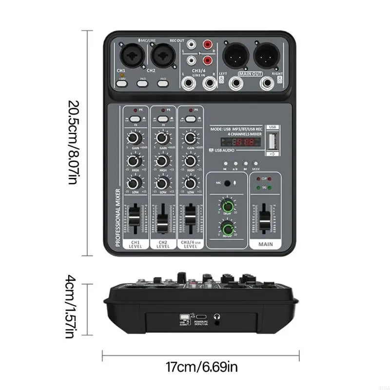 4 Channel USB Mixing Console Recording Mixer