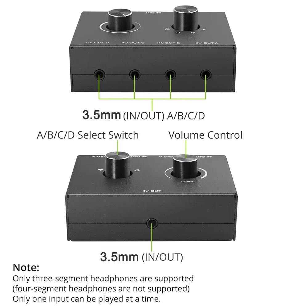 3.5mm Audio Switcher Stereo Source Selector