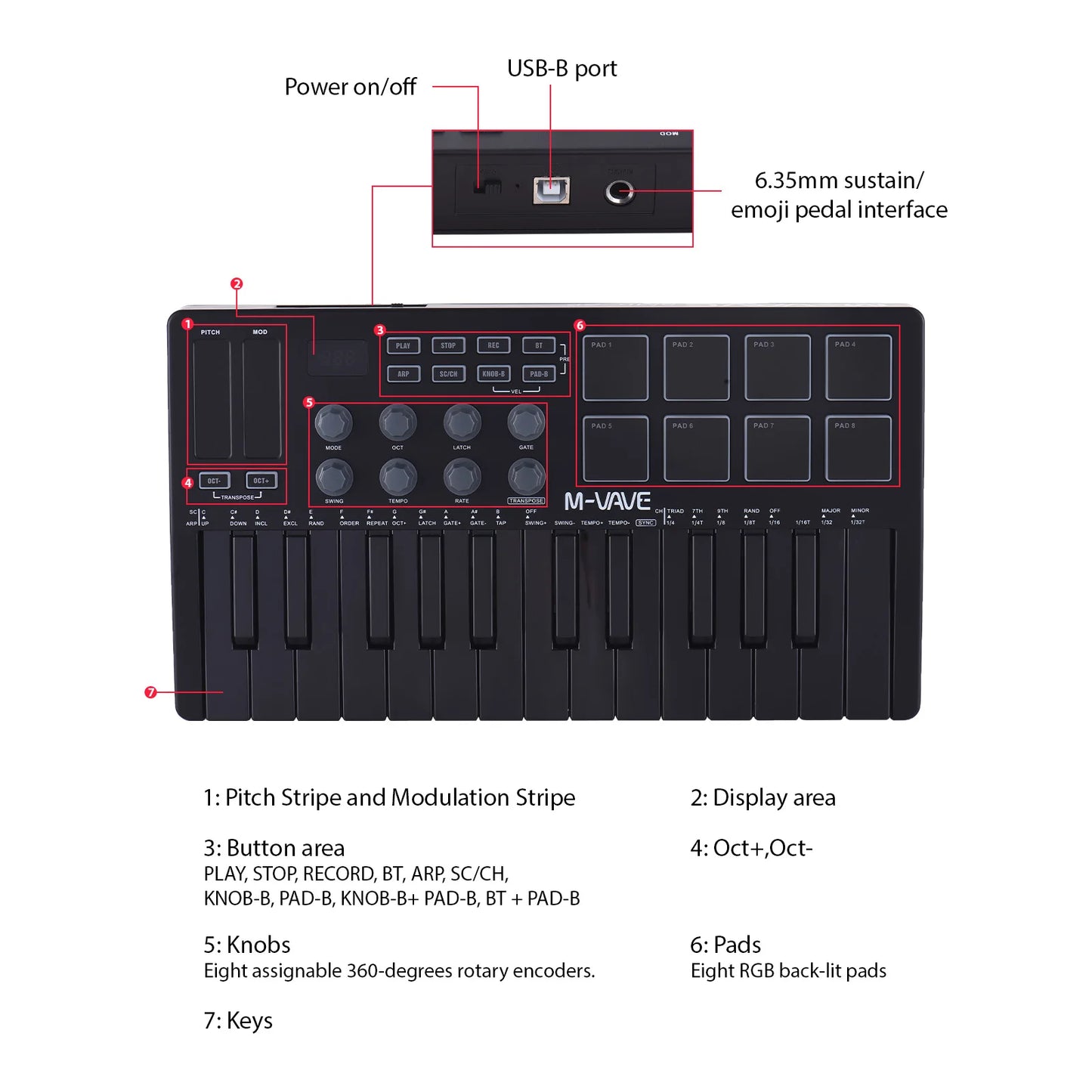 25-Key Wireless MIDI Keyboard Controller