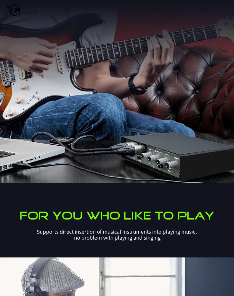 USB Audio Interface Mixer 2 Channel Recording