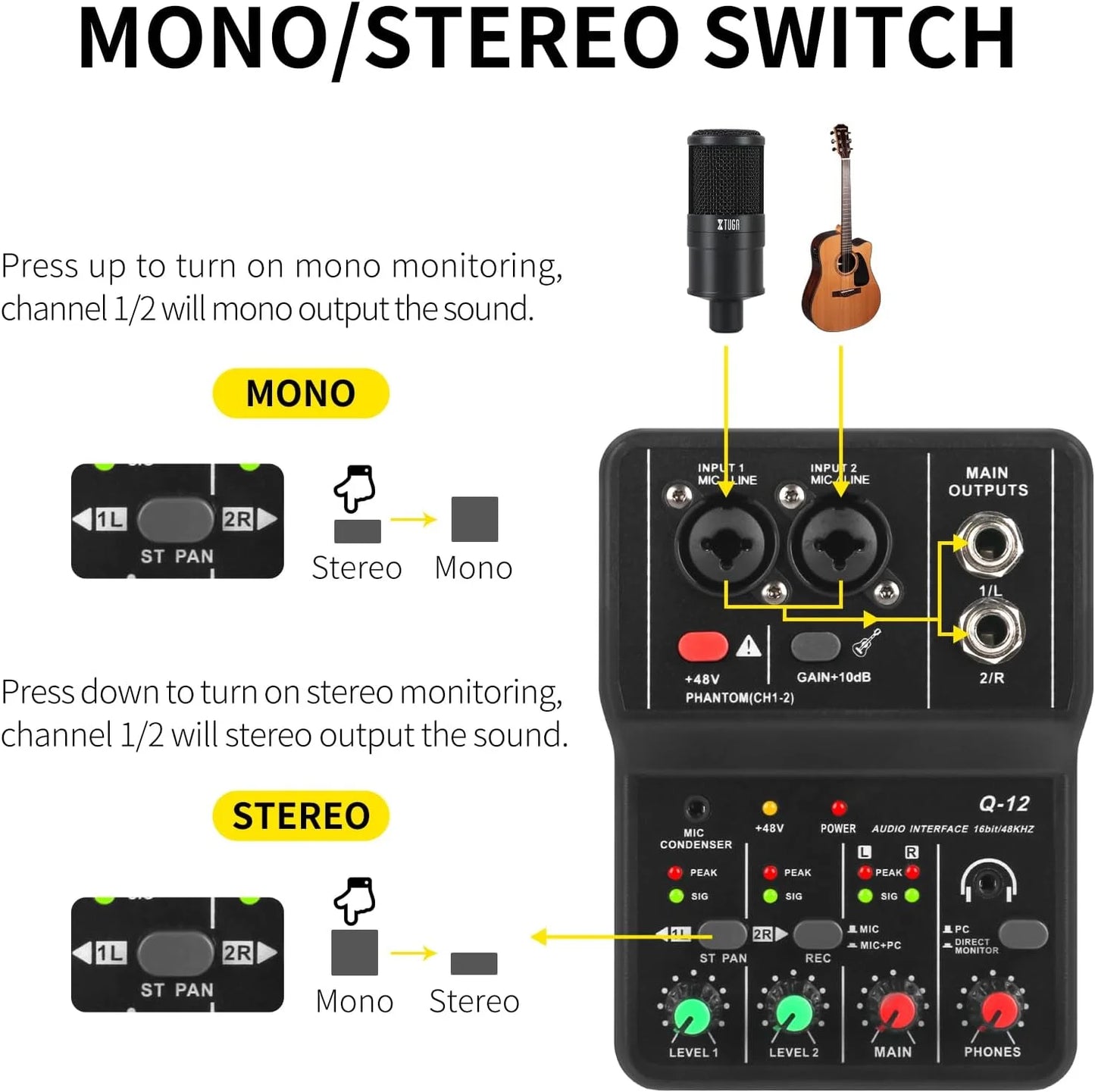 Professional Portable USB Audio Interface Mixer