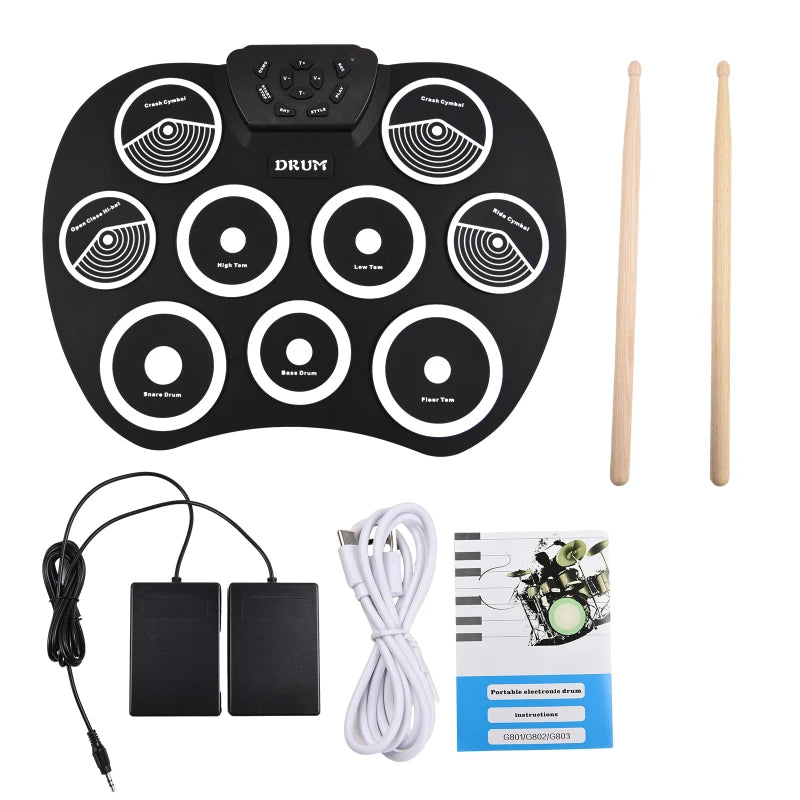 Portable Electronic Drum Set 9 Pad MIDI Kit