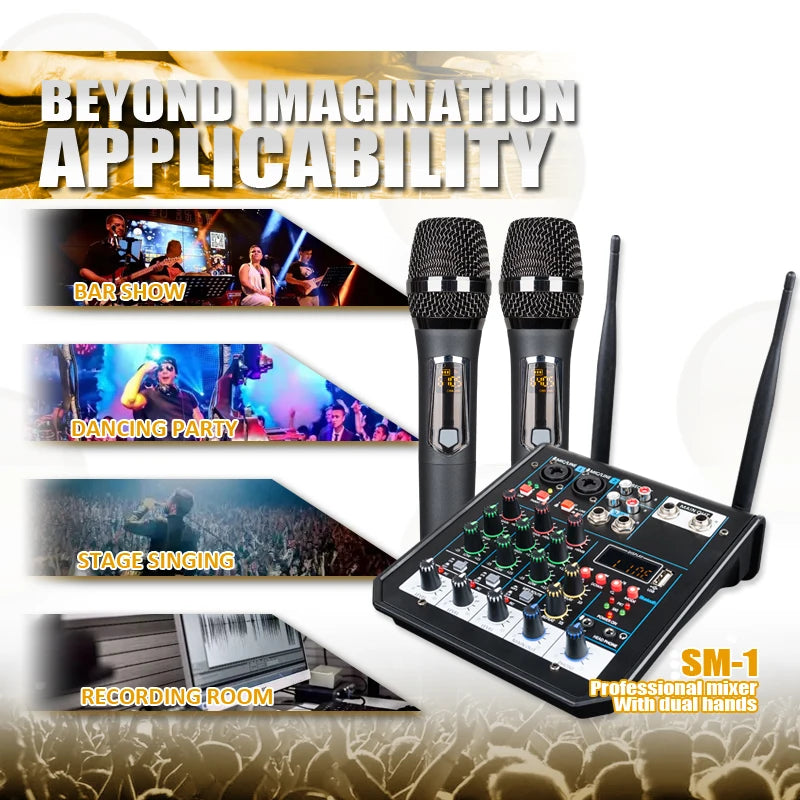 4 Channel Bluetooth Mixer UHF Wireless System