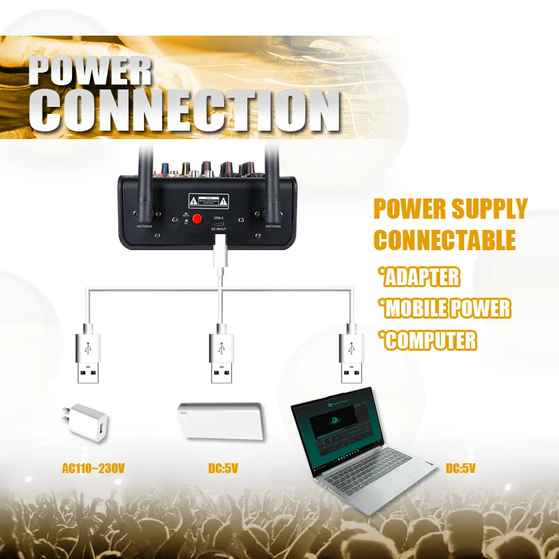 4 Channel Bluetooth Mixer UHF Wireless System