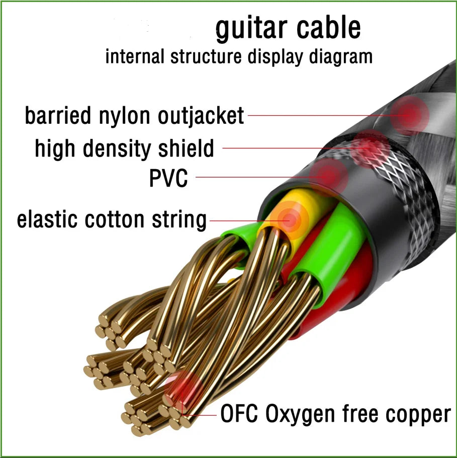 Guitar Instrument Cable Gold Plated