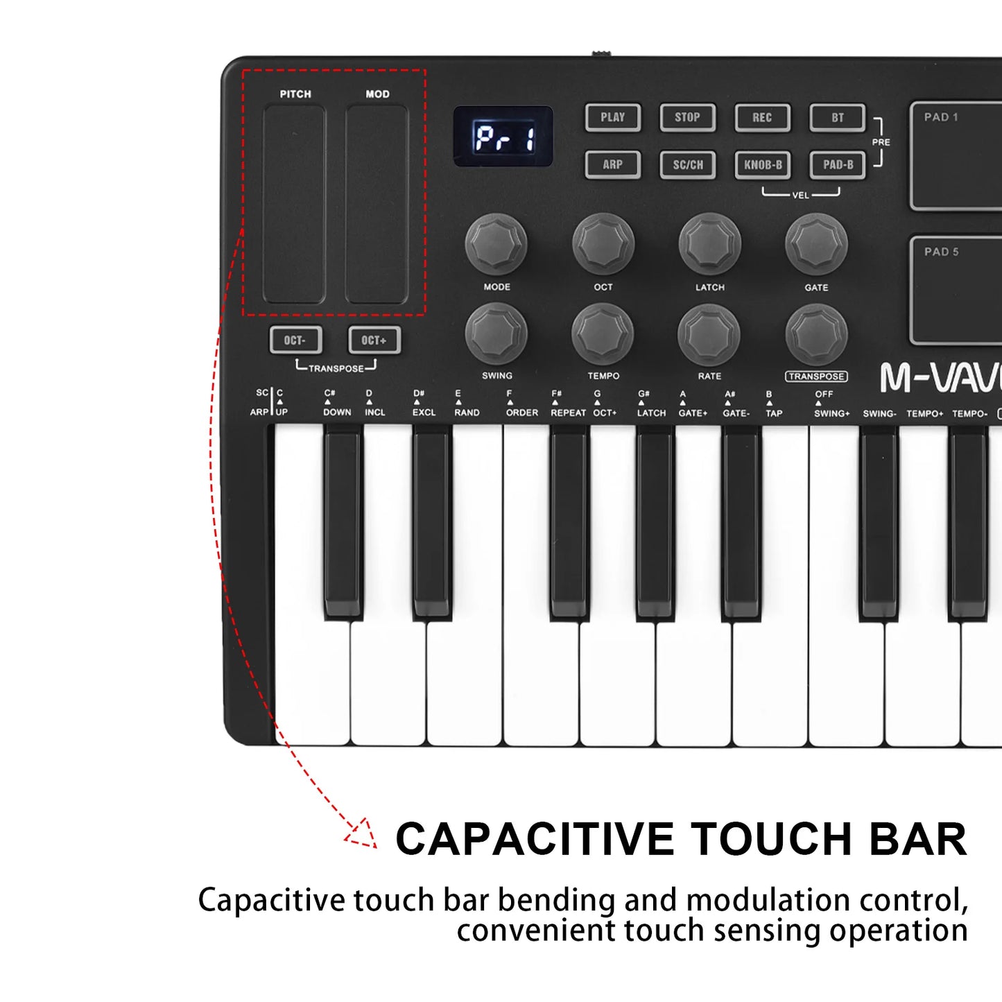 Mini 25-Key Wireless MIDI Controller