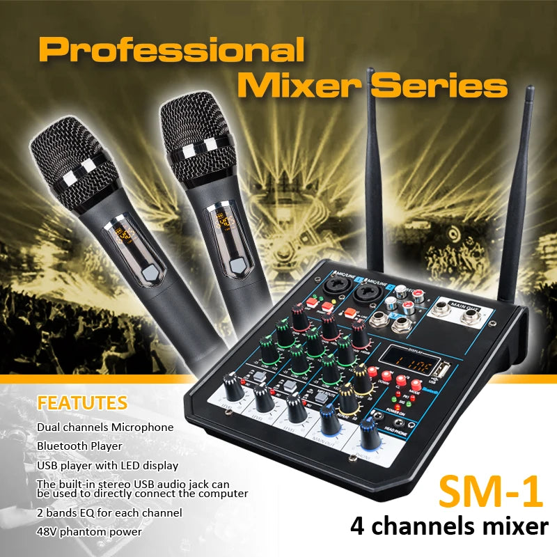 4 Channel Bluetooth Mixer UHF Wireless System