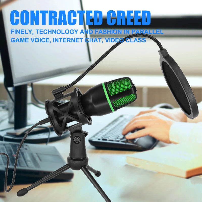 USB Condenser Microphone Tabletop Streaming Mic