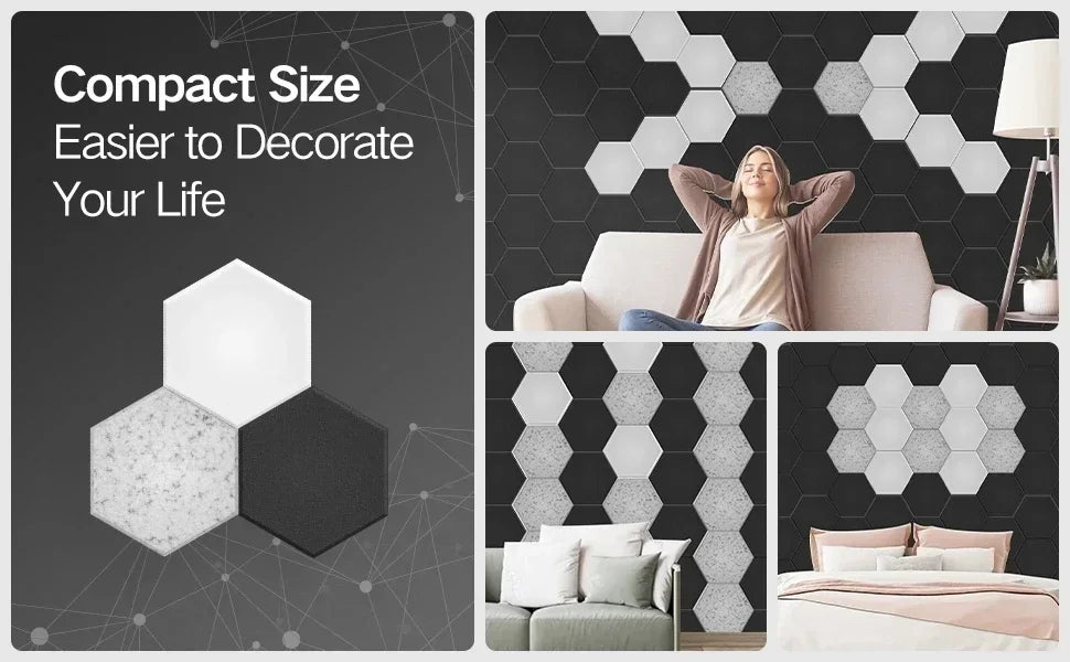 Hexagonal Acoustic Panels 12 Pack