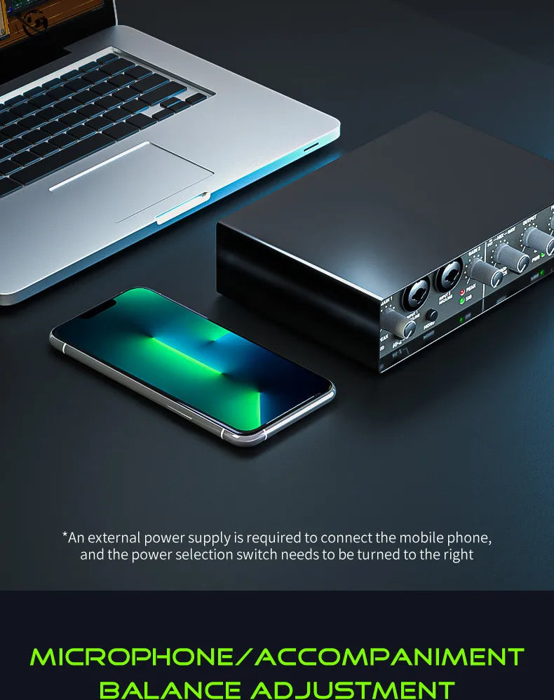 USB Audio Interface Mixer 2 Channel Recording