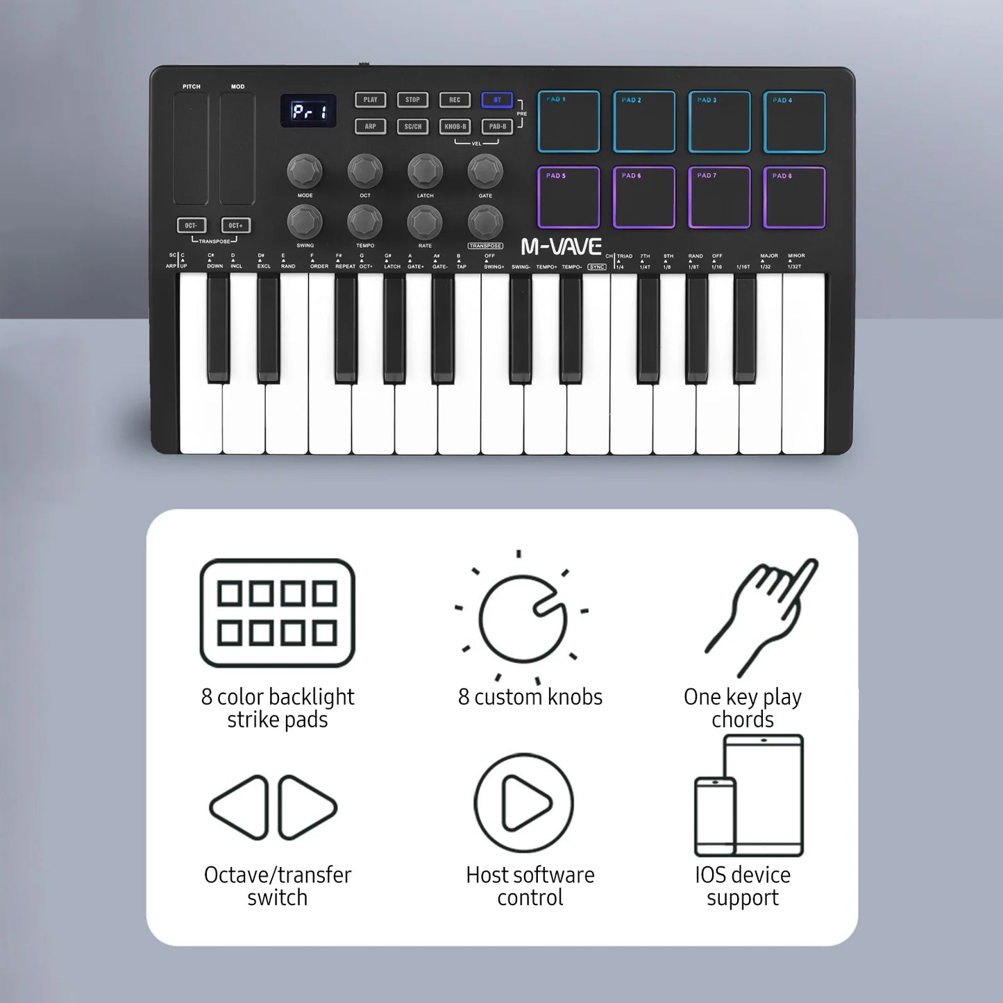 Mini 25-Key Wireless MIDI Controller