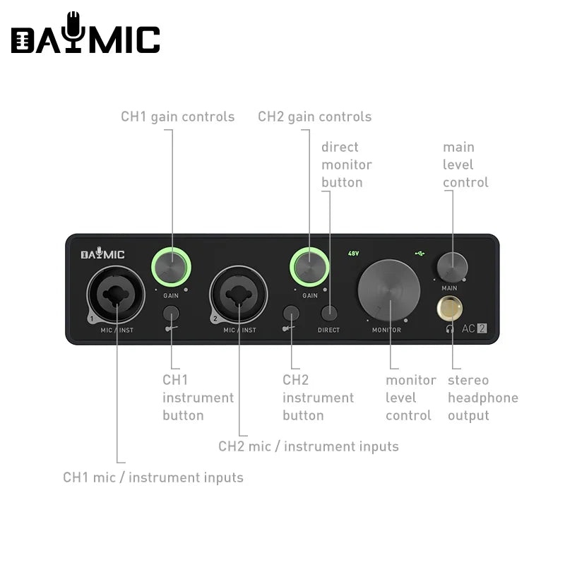X2 USB Audio Interface 2 Channel Recording