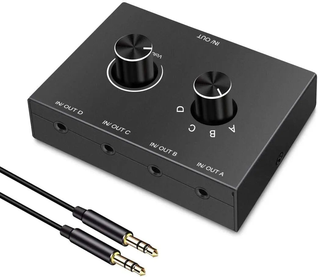 4-Way 3.5mm Stereo Audio Switcher Box