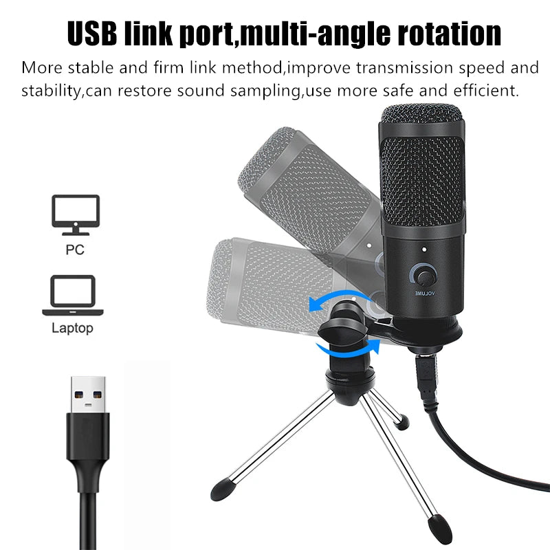 USB Condenser Microphone with Desktop Stand