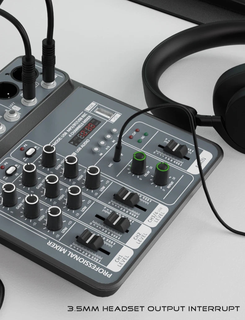 4 Channel Bluetooth Mixer with 48V Phantom Power