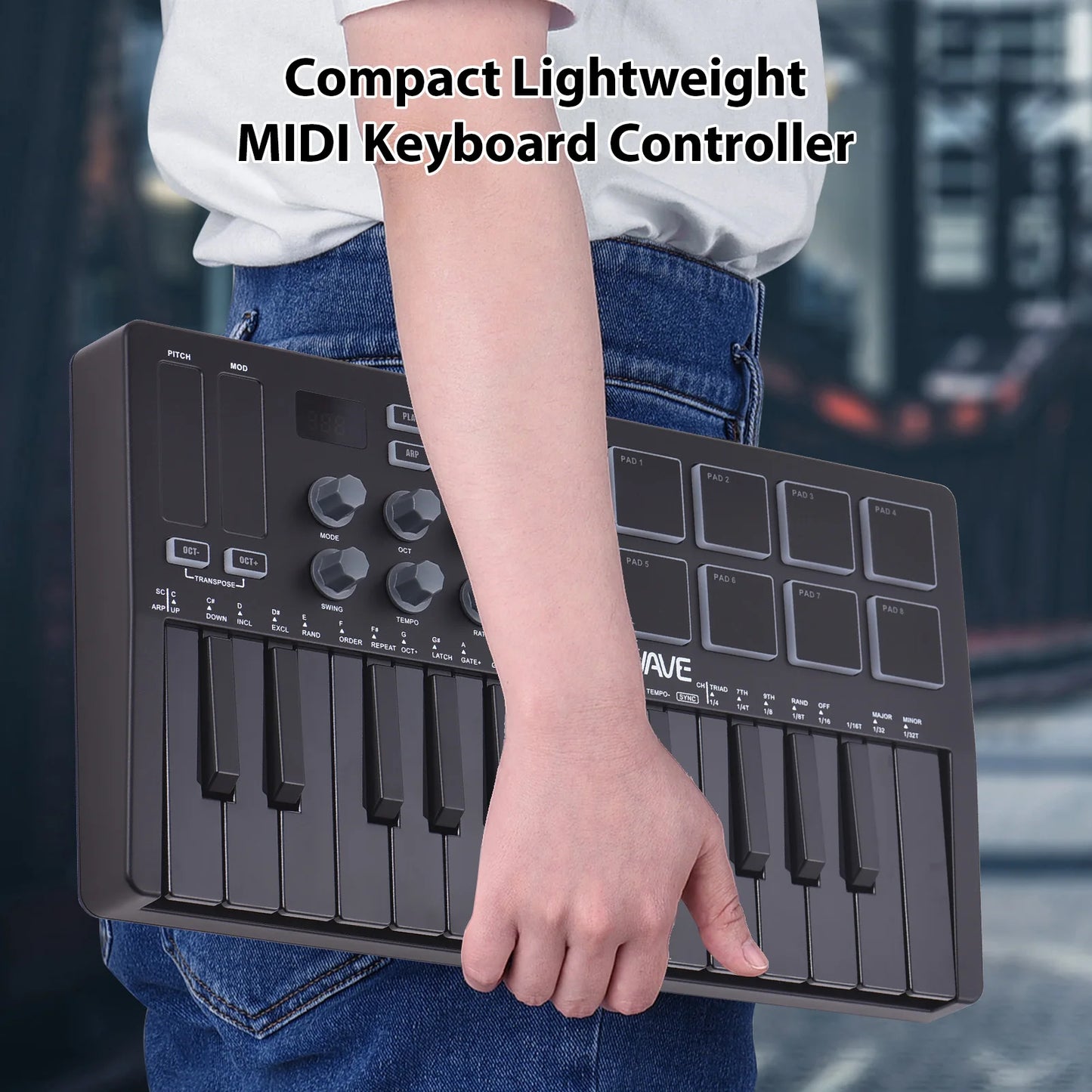 25-Key Wireless MIDI Keyboard Controller
