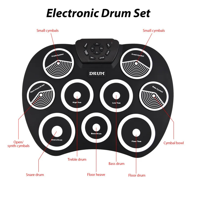 Portable Electronic Drum Set 9 Pad MIDI Kit