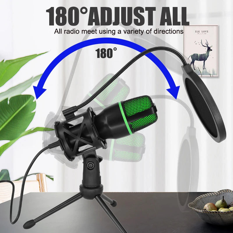 USB Condenser Microphone Tabletop Streaming Mic