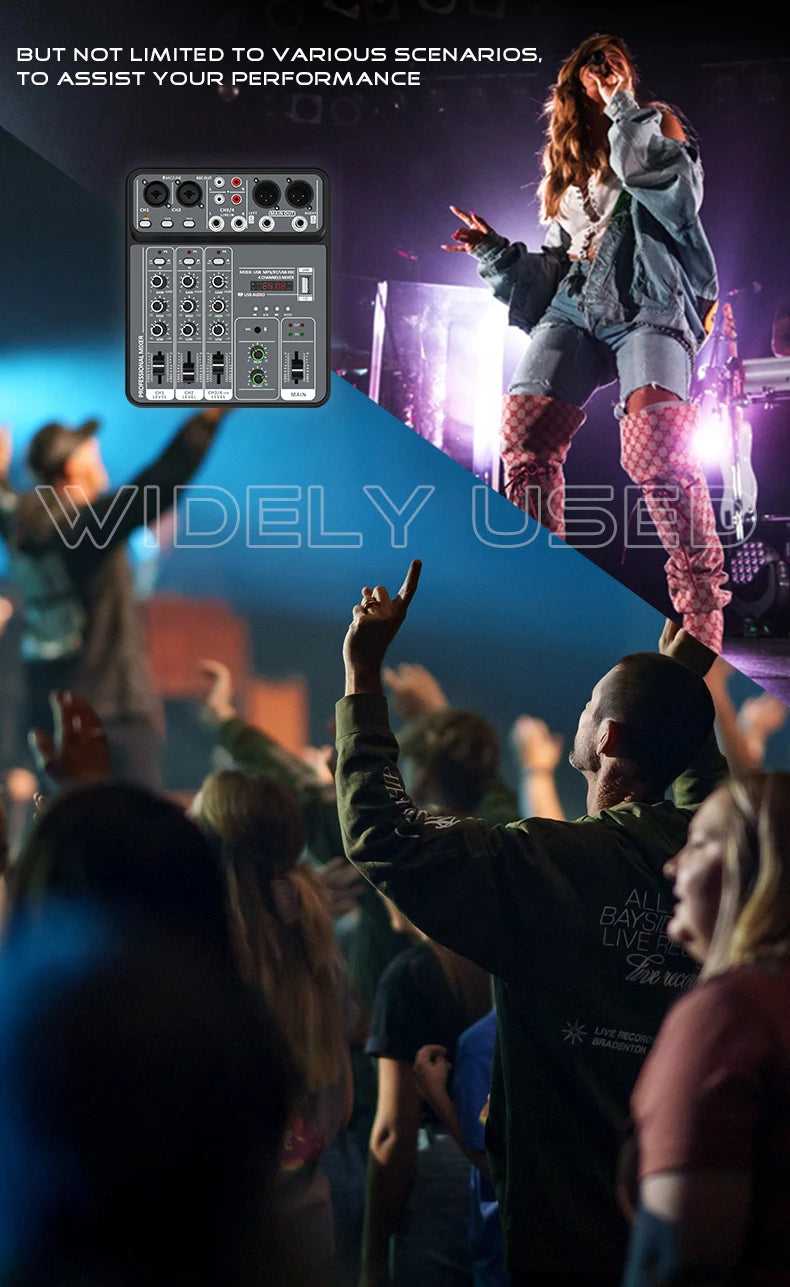 4 Channel Bluetooth Mixer with 48V Phantom Power
