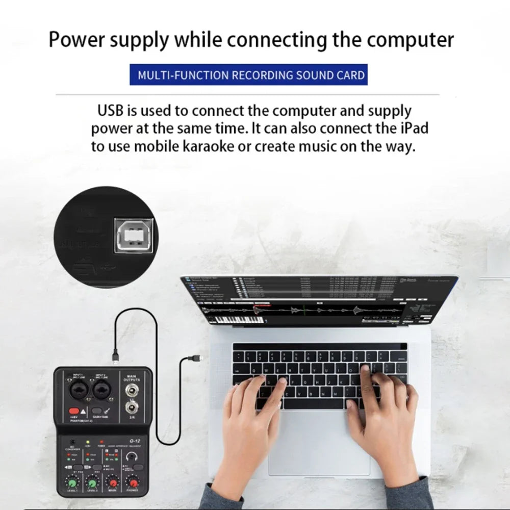 2-Channel USB Audio Interface Mixer
