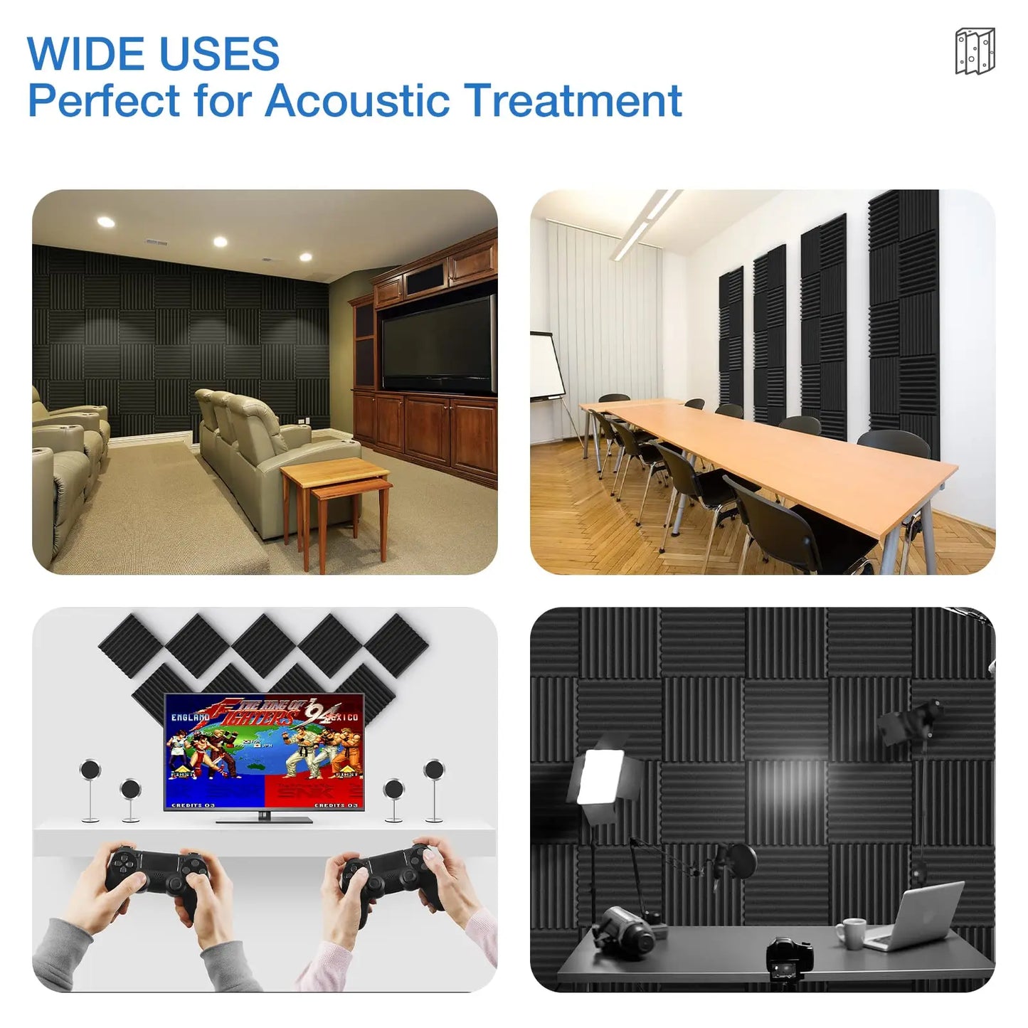 Self-Adhesive Acoustic Foam Panels 12 Pack