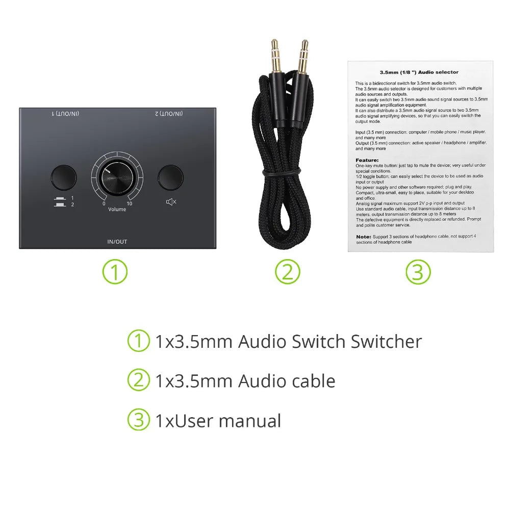 3.5mm Audio Switcher Stereo Source Selector