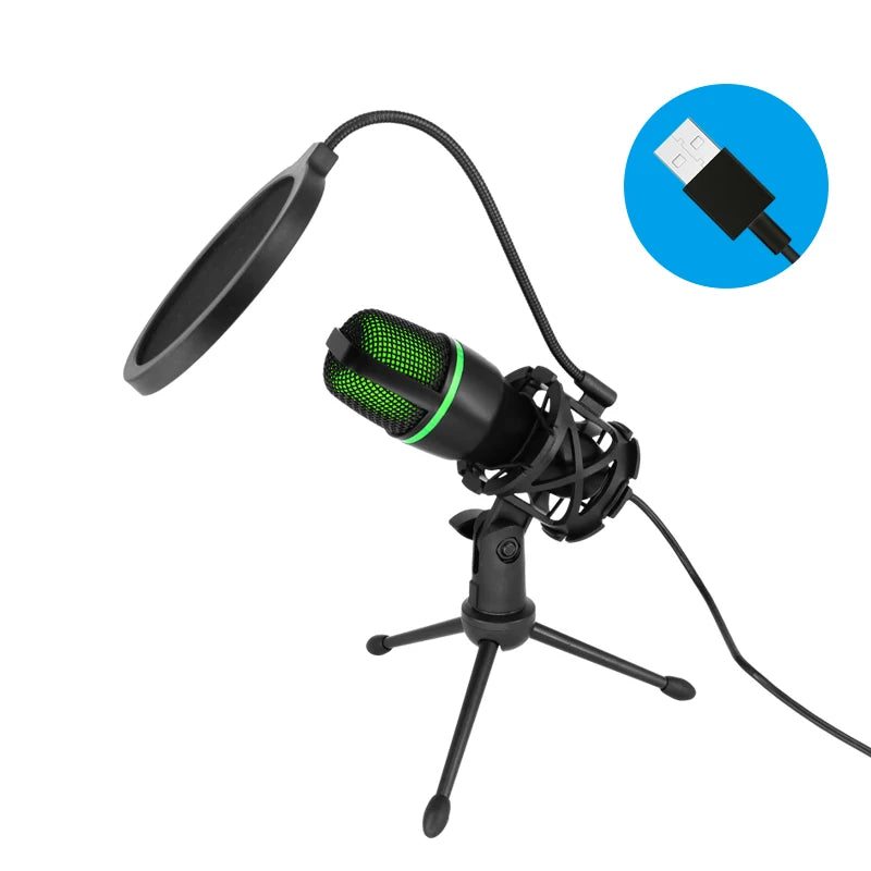 USB Condenser Microphone Tabletop Streaming Mic