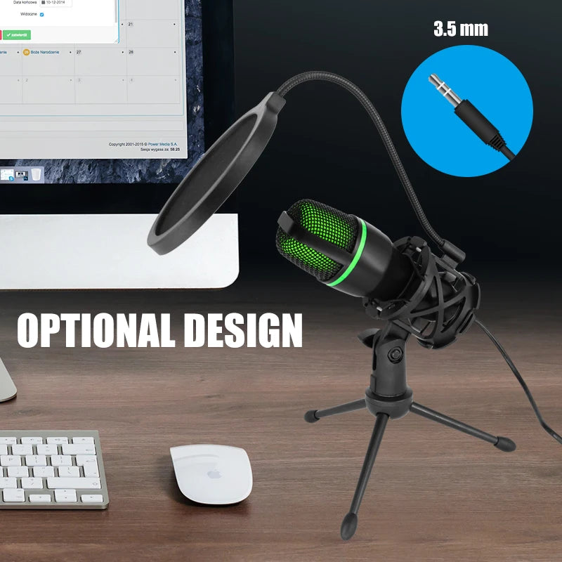 USB Condenser Microphone Tabletop Streaming Mic